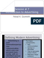 Session # 7 Introduction To Advertising: Faisal K. Qureishi