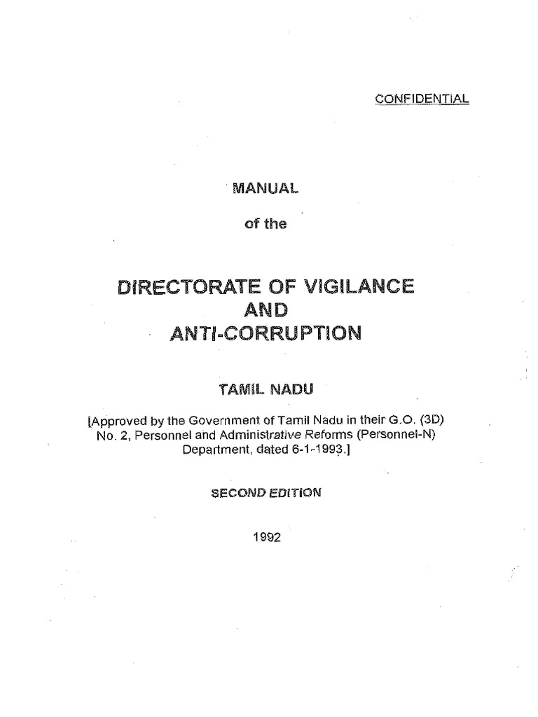 Tamil Nadu Vigilance Manual 2023 | PDF | Police | Corruption