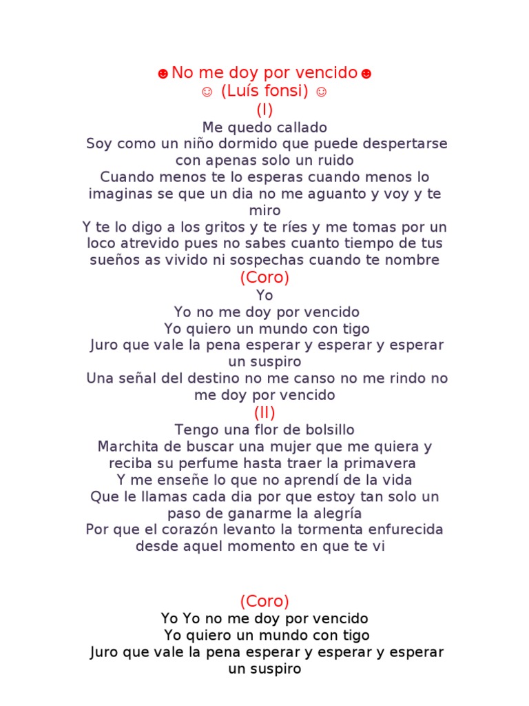No Me Doy Por Vencido Lyrics In English
