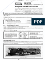Hornby HR1977 Locomotive Lubrication and Maintenance Chart