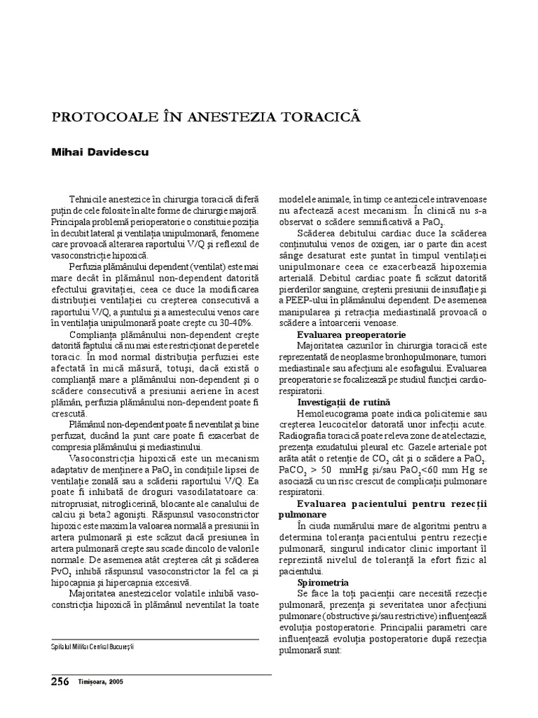 17 Protocoale in Anestezia Toracica PDF | PDF