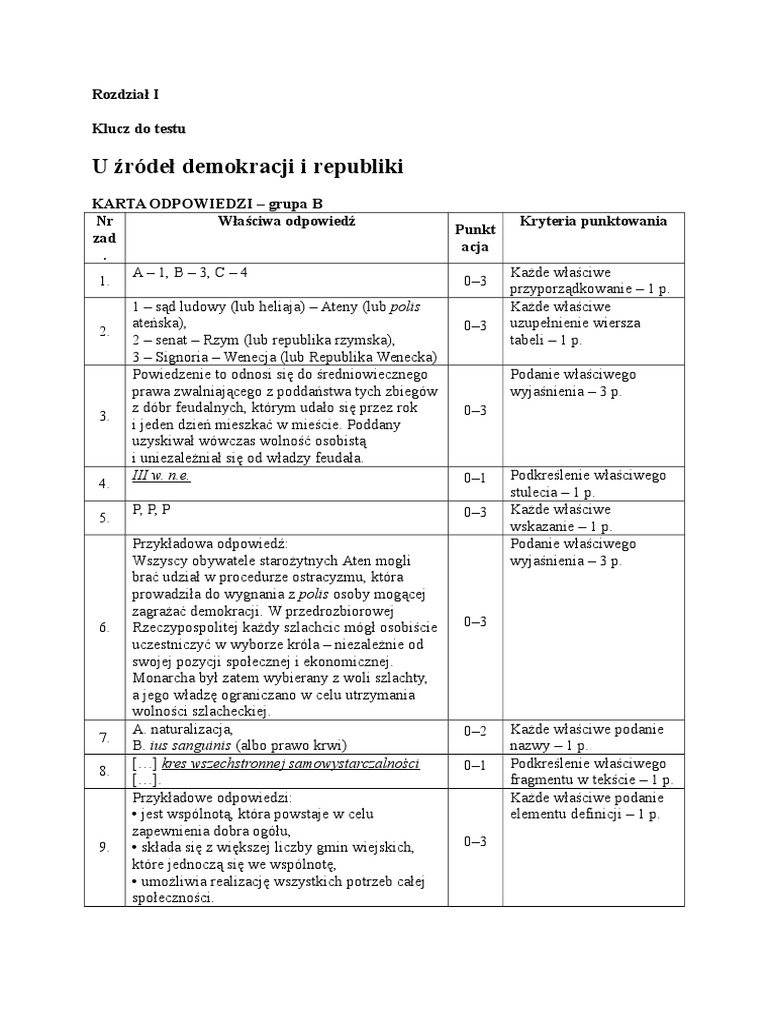 Chemiczne Podstawy życia Test Sprawdzajacy Odpowiedzi