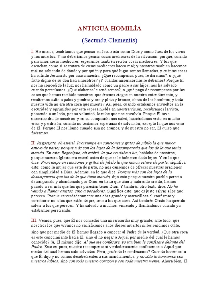 Antigua Homilía Secunda Clementis PDF | PDF | Religión y espiritualidad