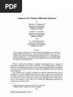 Uniqueness For Ordinary Differential Equations : F (T, X), X (To) Xo