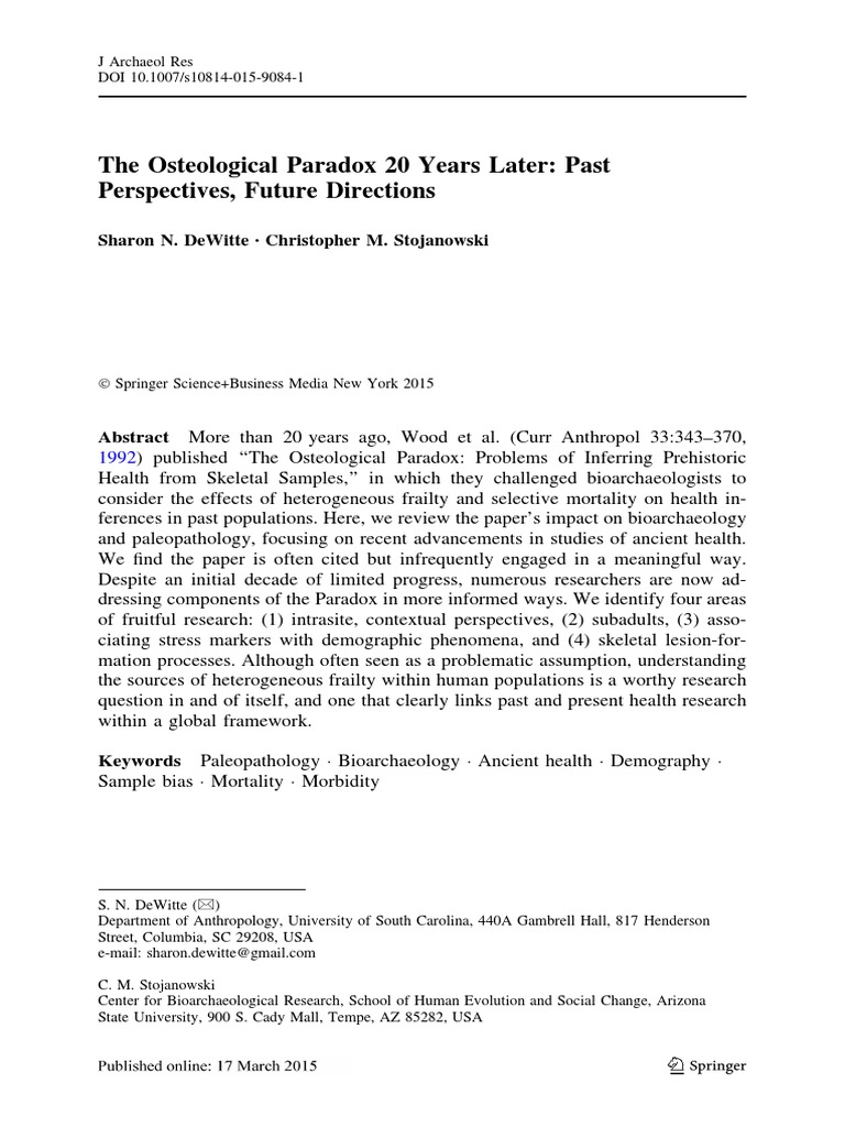 The Osteological Paradox Years Later 15 Stress Biology Medical