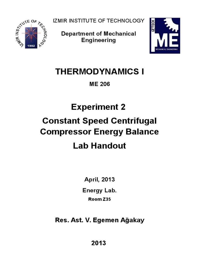 Centrifugal Compressor - Lab Handout | PDF | Gas Compressor | Power ...