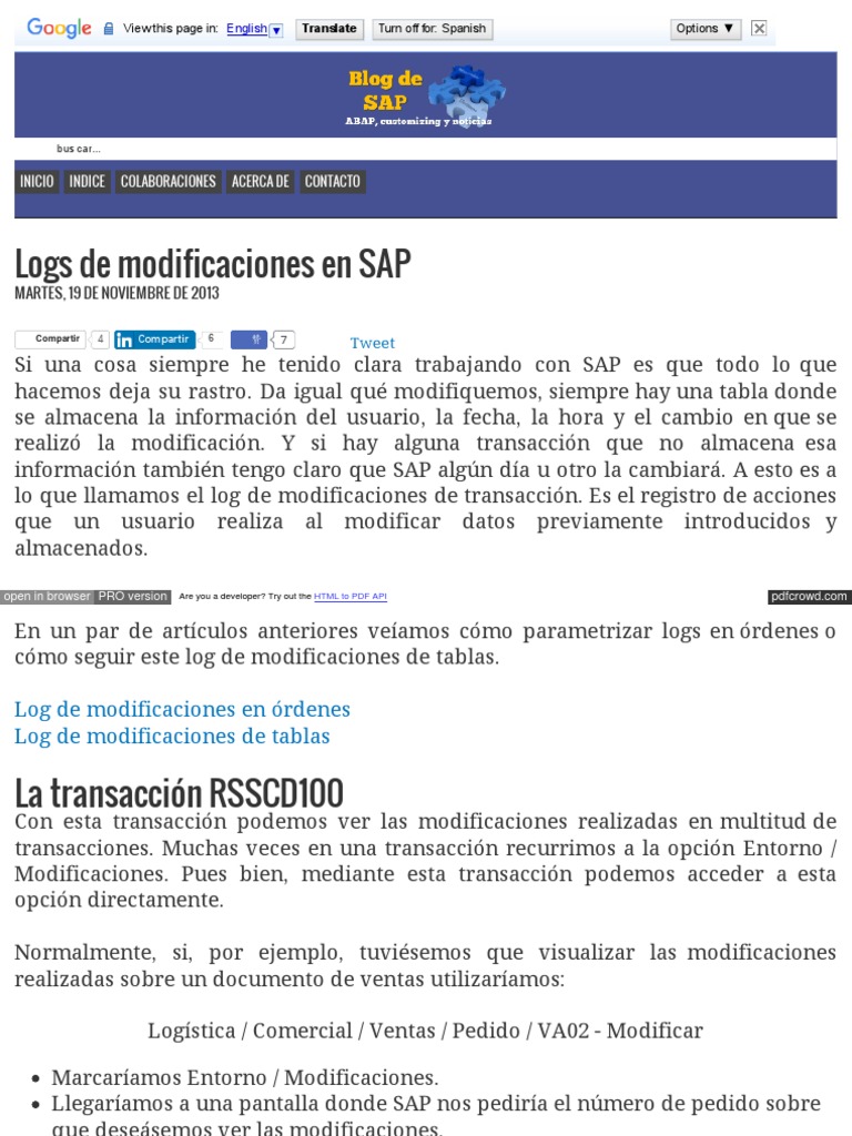 Uso de RSSCD100 para Logs en SAP | PDF | Tecnología | Negocios