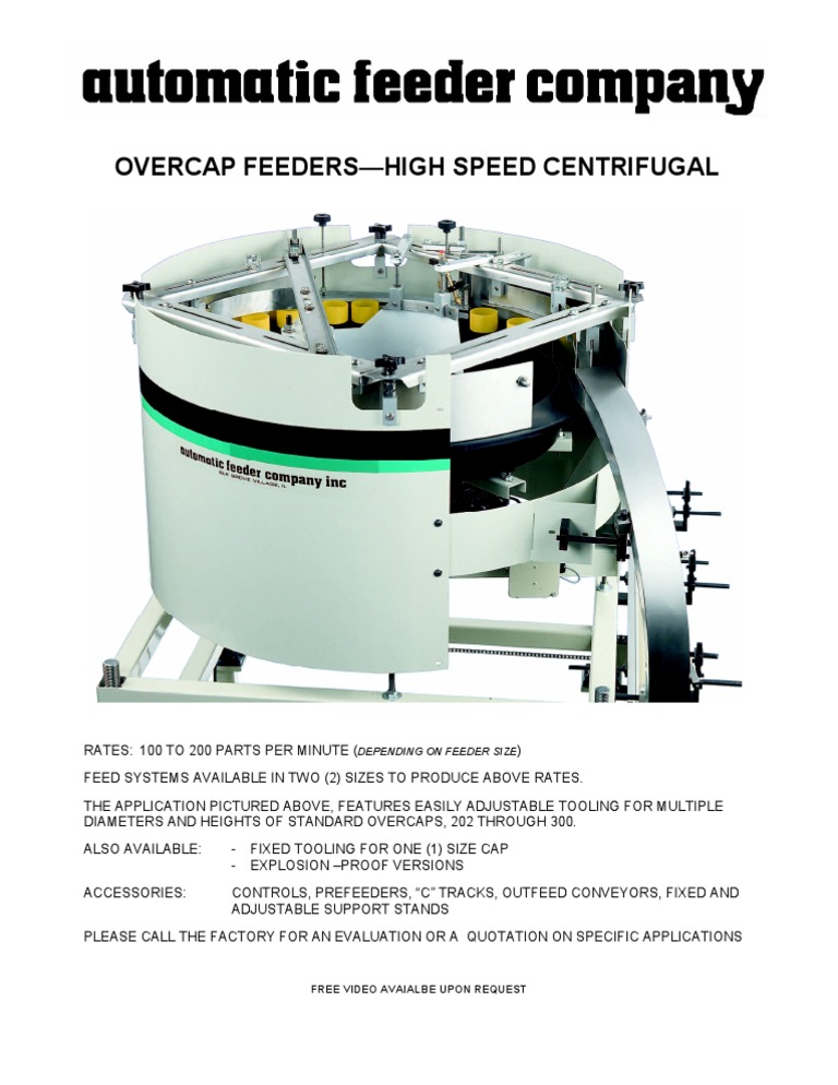 High-Speed Overcap Feeders Systems | PDF