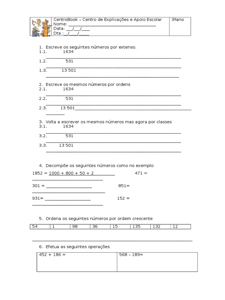 Escreva Por Extenso Os Seguintes Números Ordinais
