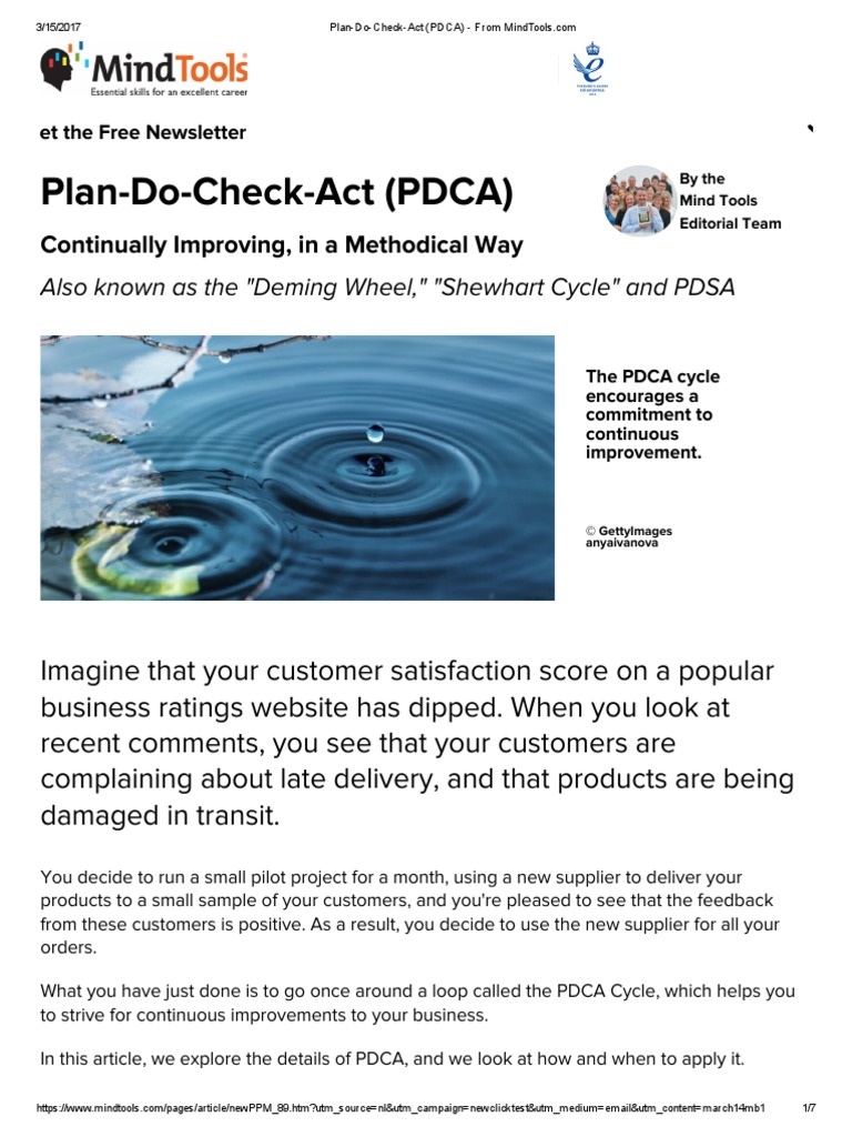 Pdsa Template Lovely Plan Do Check Act Pdca From Mindtools
