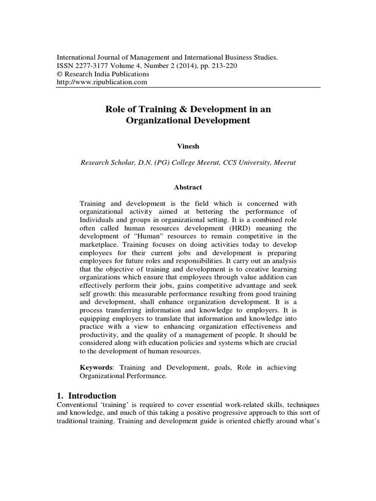 2014-Role of Training & Developmen | PDF | Employment | Organization ...