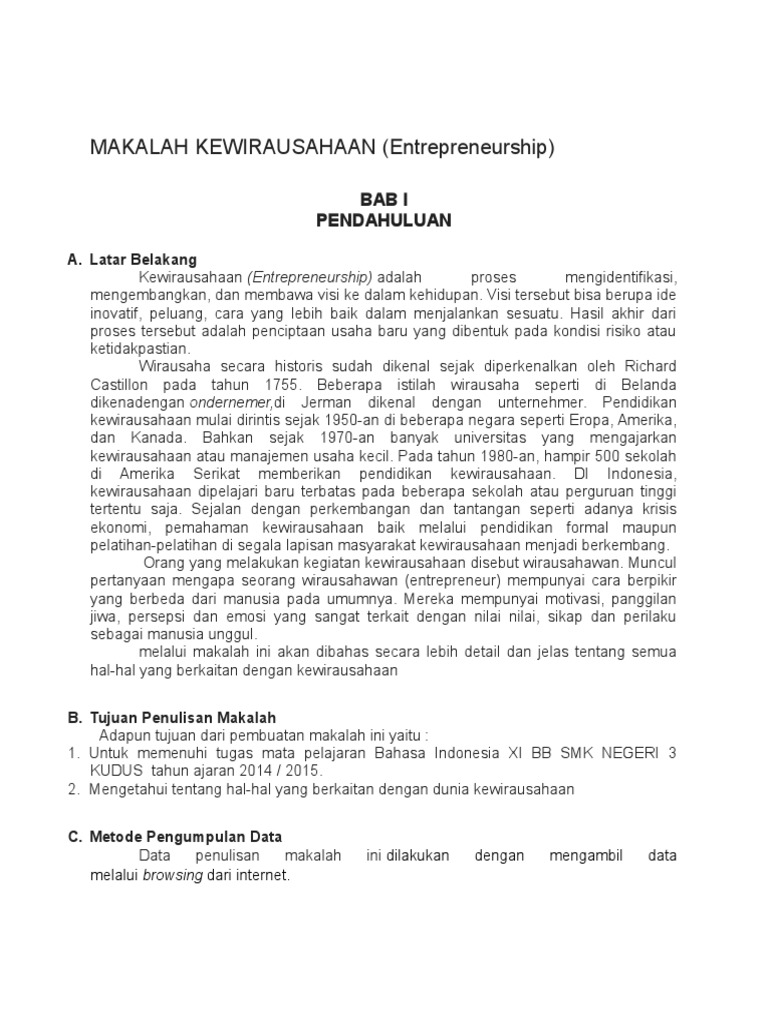 Makalah Kewirausahaan