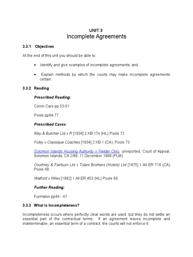 Understanding Incomplete Agreements | PDF | Contractual Term | Arbitration