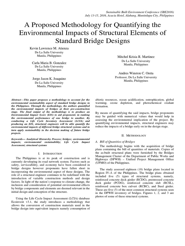 Environmental Impact Methodology for Bridges | PDF | Environmental ...
