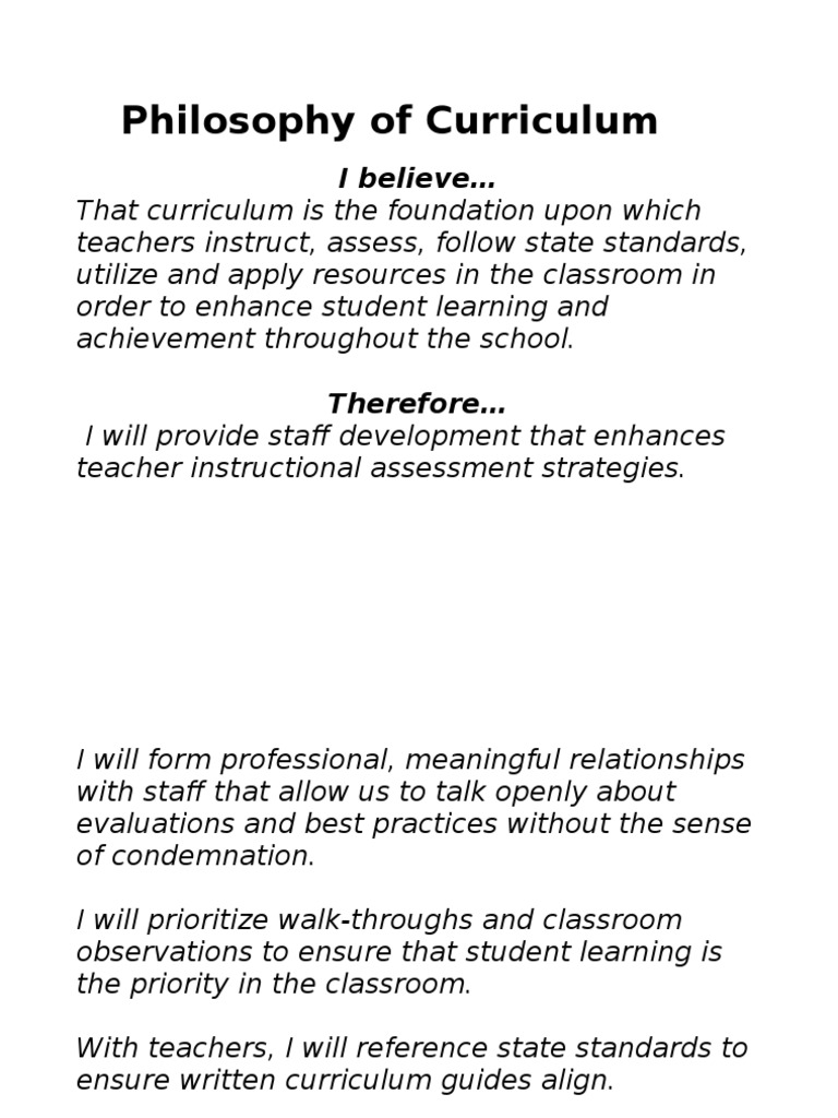 Philosophy of Curriculum PDF