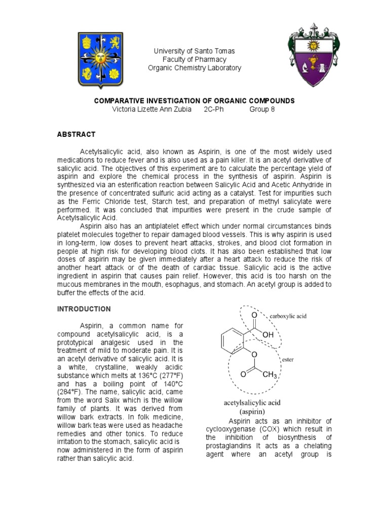 Comparative Investigation of Organic Compounds | PDF | Aspirin ...