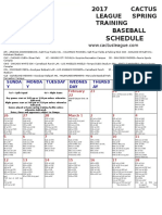 2017 Cactus League Spring Training Baseball Schedule