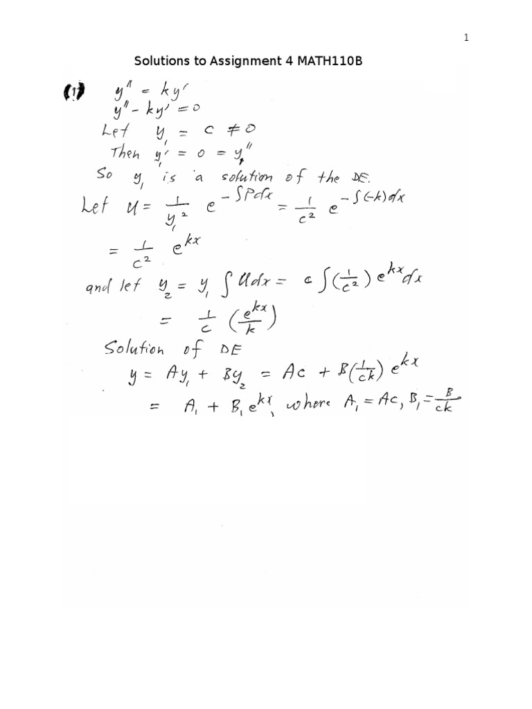 Solutions for MATH110B Assignment 4 | PDF | Teaching Methods & Materials