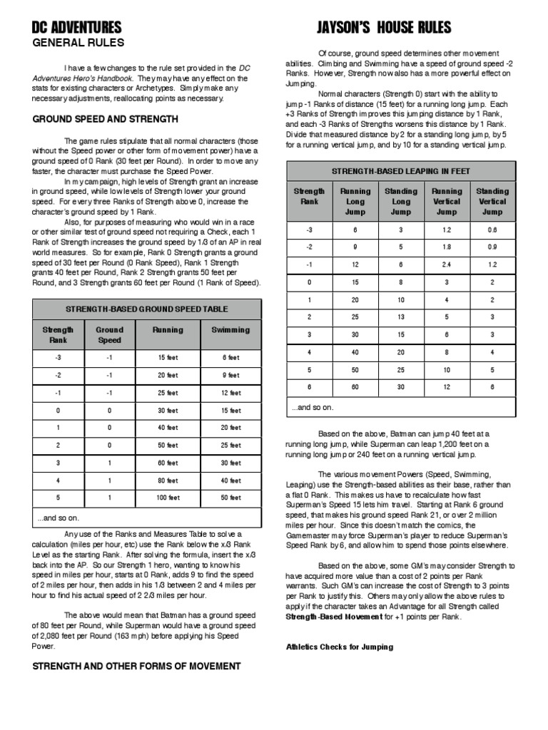 DC Adventures House Rules PDF | PDF | Persuasion | Superman