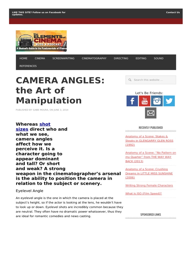 Camera Angles PDF Cinematography Camera Lens