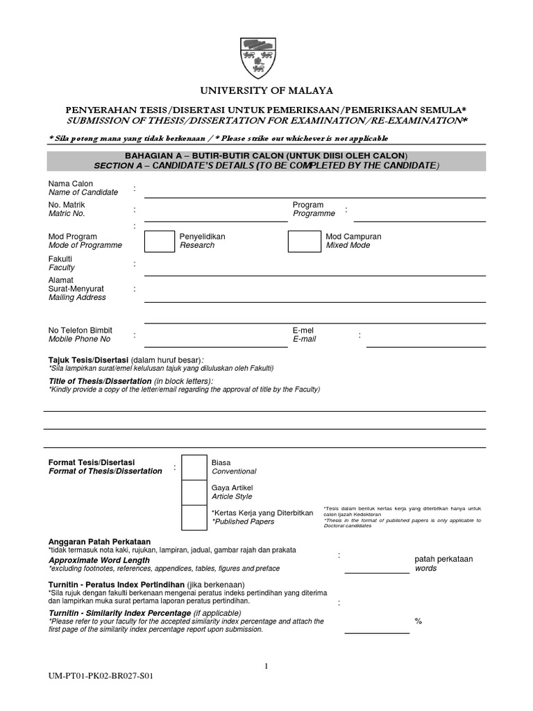Notice of thesis submission usm picture