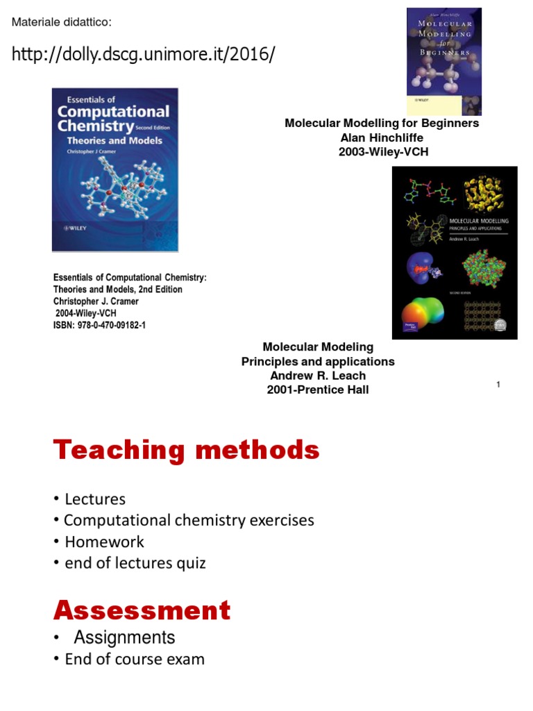 Materiale Didattico Molecular Modelling For Beginners Alan Hinchliffe
