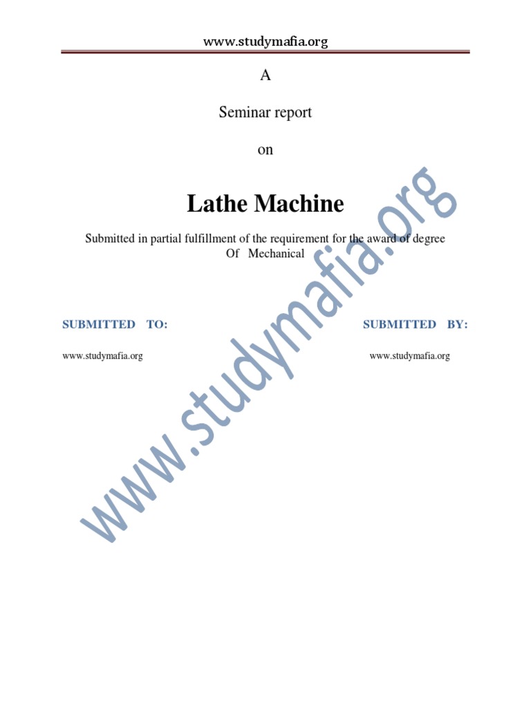 Mech Lathe Machine Report PDF Numerical Control Crafts