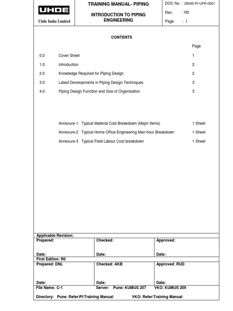Piping Engineering Training Manual | PDF | Engineering | Design