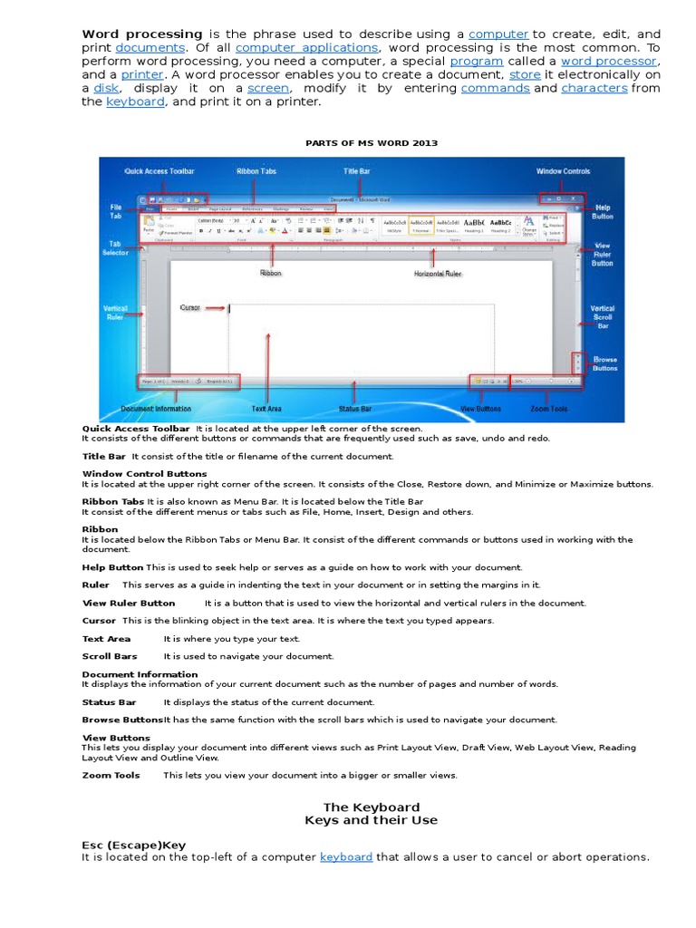 Computer Documents Computer Applications Program Word Processor Printer ...