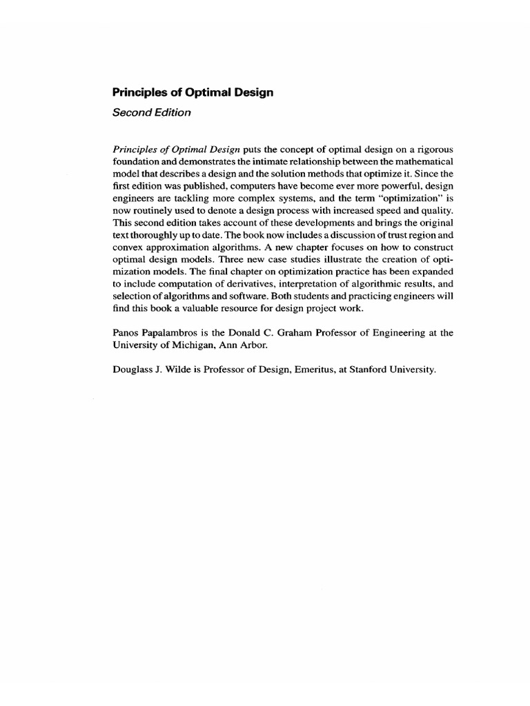 Principles of Optimal Design 2ed - Papalambros, Wilde PDF | PDF