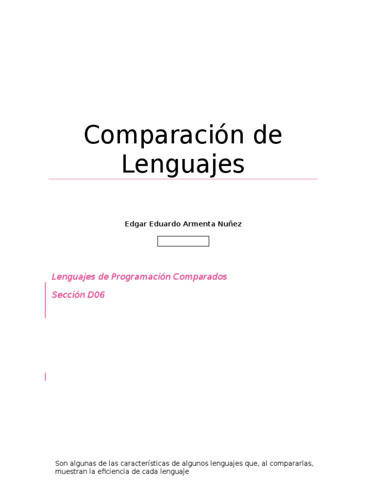 Comparación de Lenguajes (Investigación) | PDF | Java (lenguaje de ...
