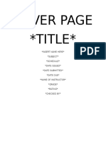 Cover Page Template for School Projects