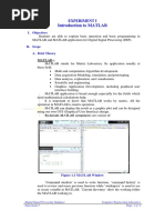 Introduction To MATLAB: Experiment I