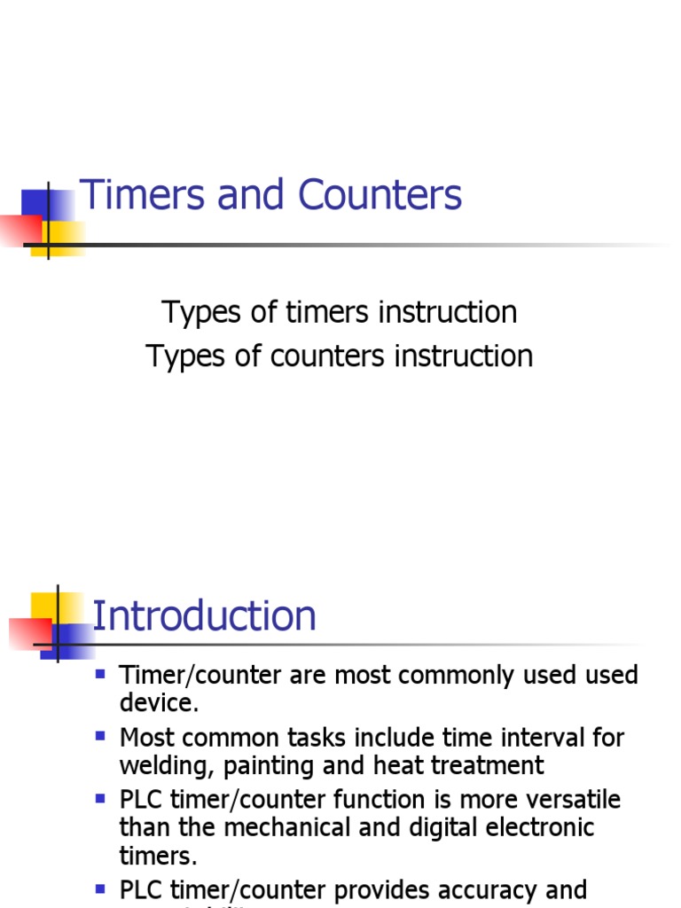 Timers and Counters Types of Timers Instruction Types of Counters Instruction PDF