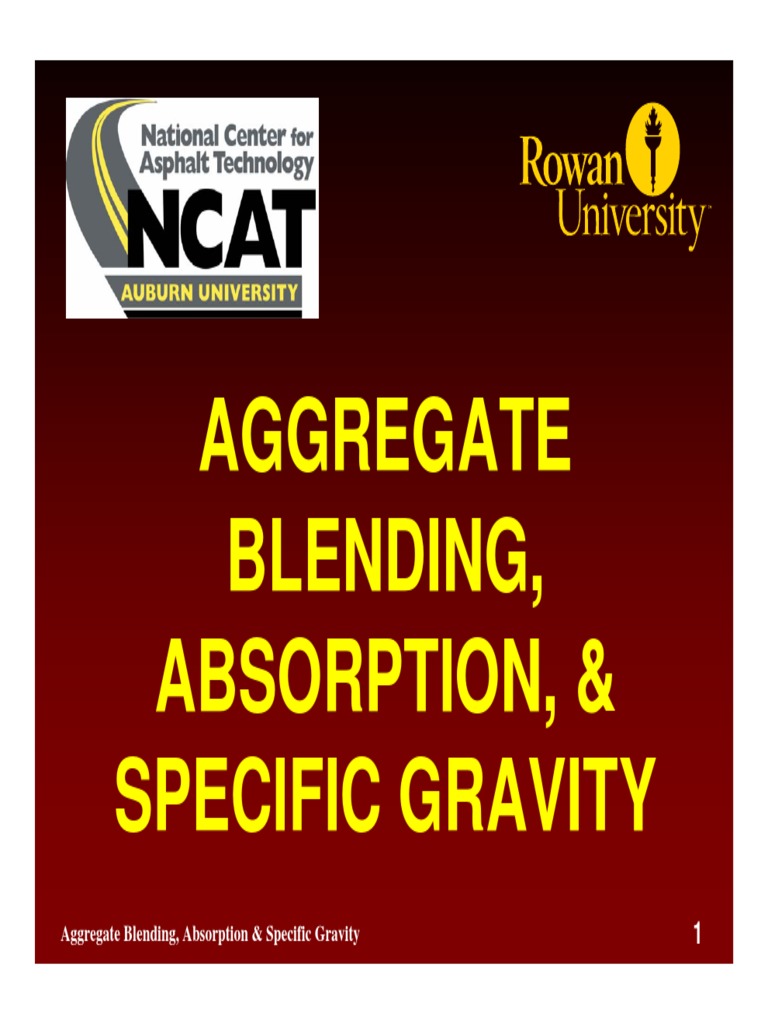 Aggregate Blending Absorption Specific Gravity PDF Quantity Chemistry