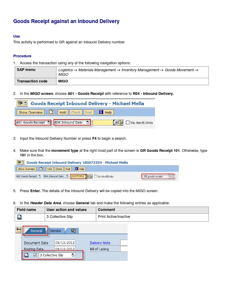 Goods Receipt Process in SAP MIGO | PDF | Computing | Software