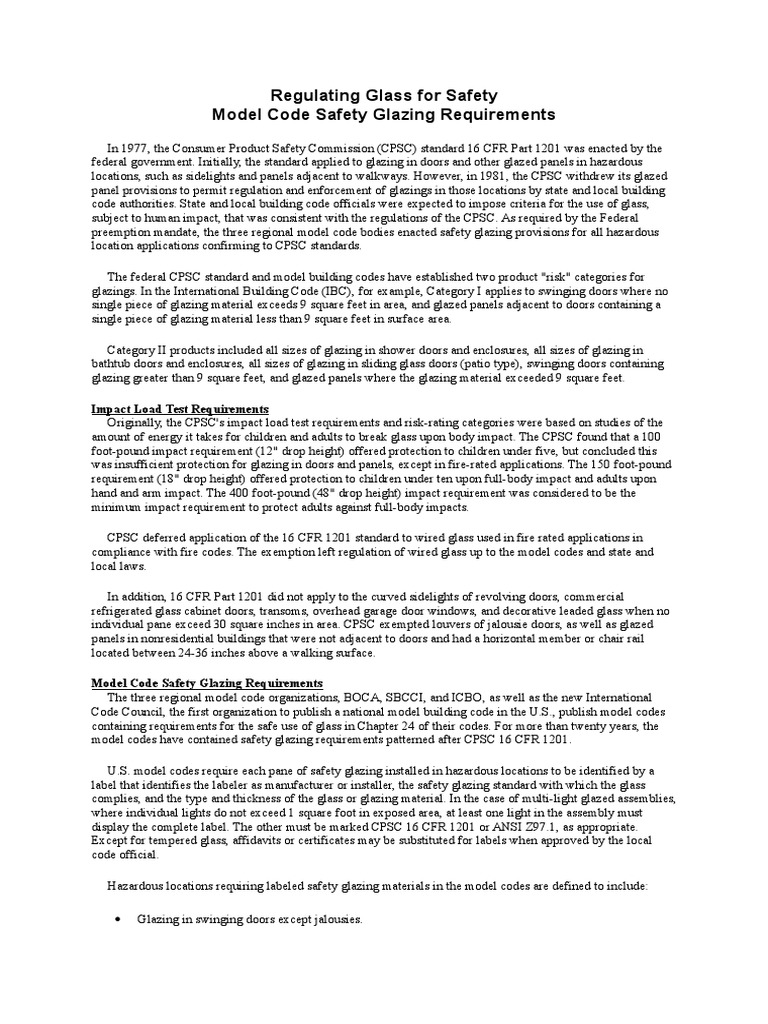 2021 IRC Tempered Glass Standards | PDF | Door | Window