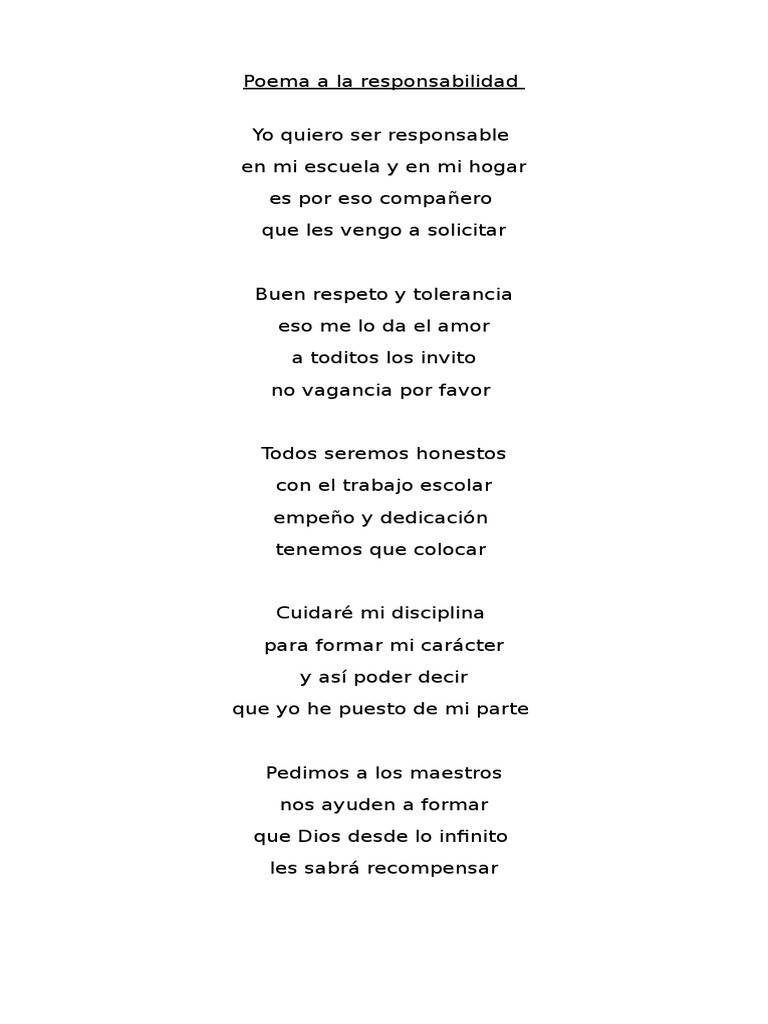 Poema a La Responsabilidad