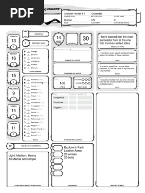 Fifth Edition Character Sheet