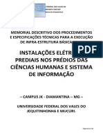 Memorial Descritivo Para Eletrificação Dos Predios Ciencias Humanas e Sistema de Informação