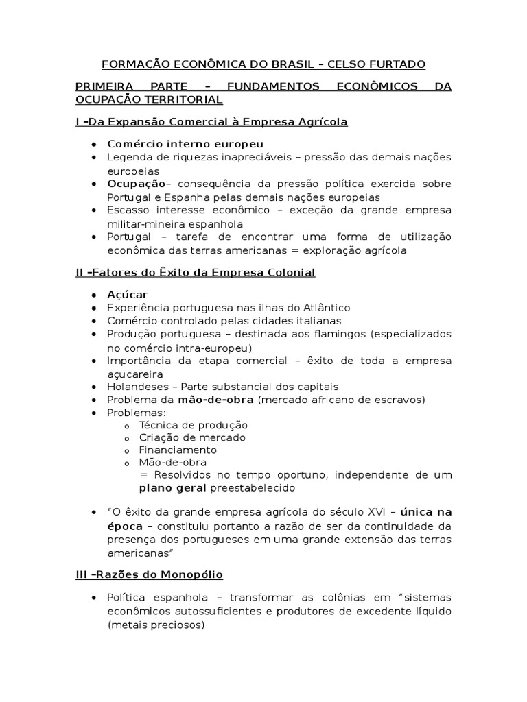 Formação Econômica Do Brasil Celso Furtado