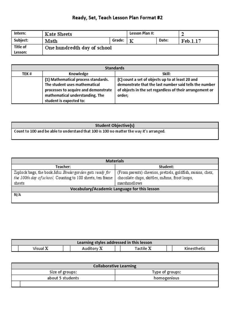Copyoflessonplanformat2rst1 Katesheets | PDF | Lesson Plan | Applied ...