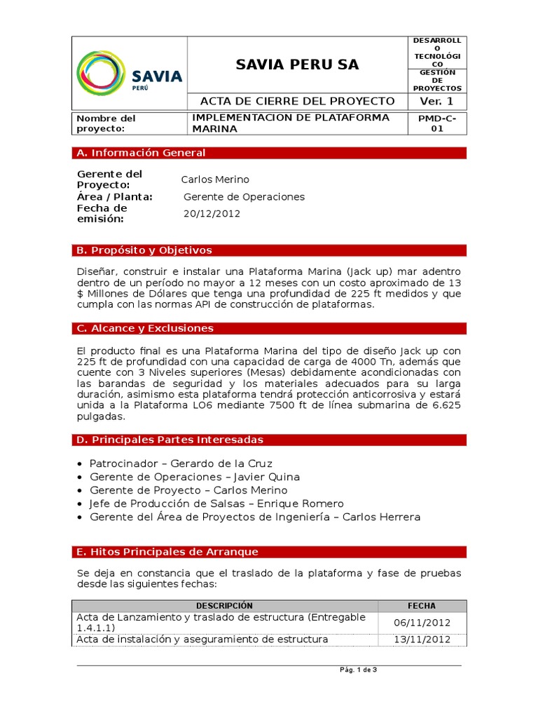 15 Acta de Cierre Del Proyecto | PDF