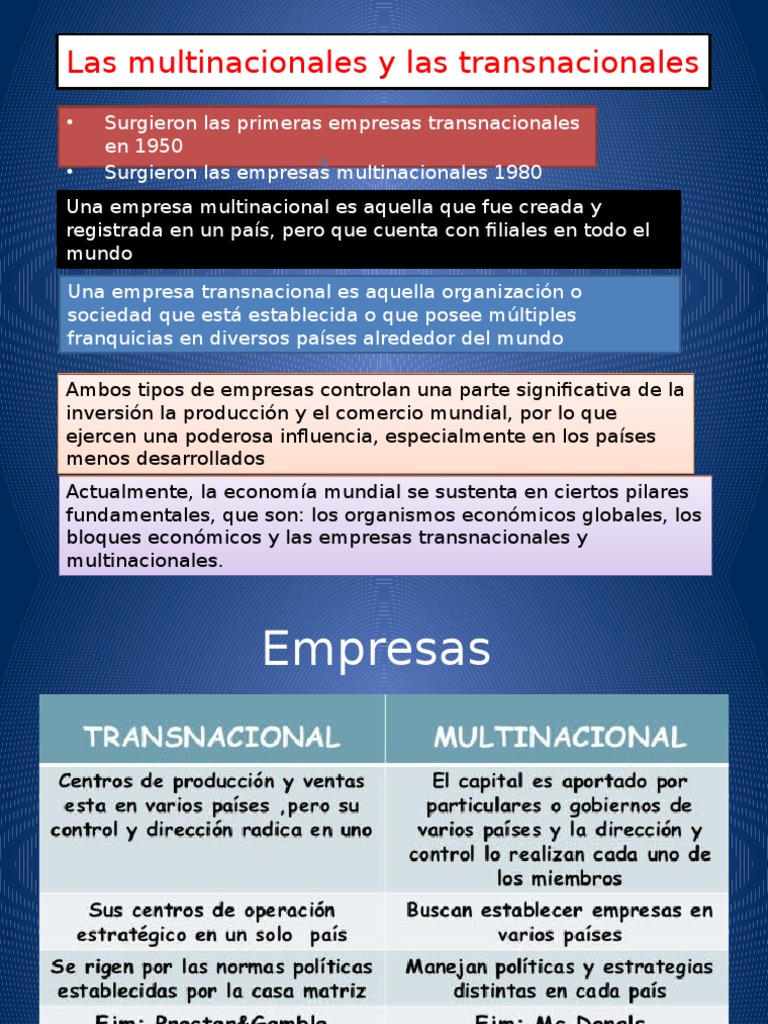 Diferencias entre multinacionales y transnacionales | PDF | Política