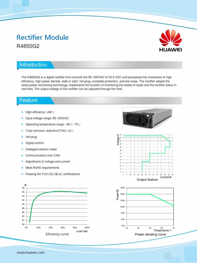 R4850G2 Rectifier Data Sheet 05 | PDF | Rectifier | Electricity