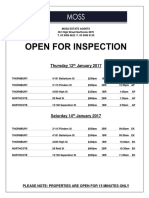 Thursday 12 January 2017: Please Note: Properties Are Open For 15 Minutes Only