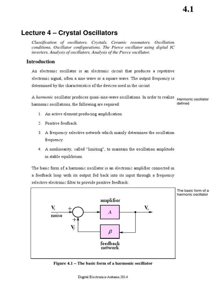 Lecture 4 - Crystal Oscillators: Amplifier | PDF | Electronic ...