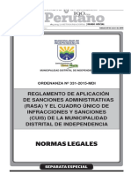 Reglamento de Aplicacion de Sanciones Administrativas Rasa Ordenanza No 331 2015 Mdi 1339794 1 PDF