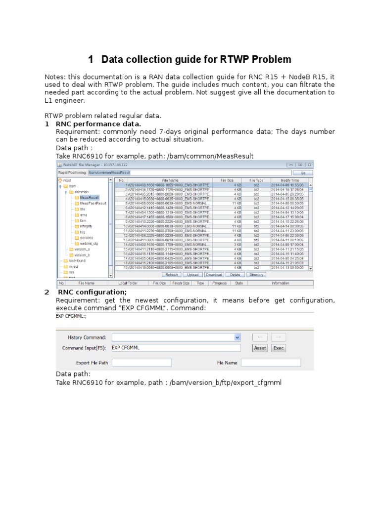RTWP Data Collection Guide RNC R15 | PDF