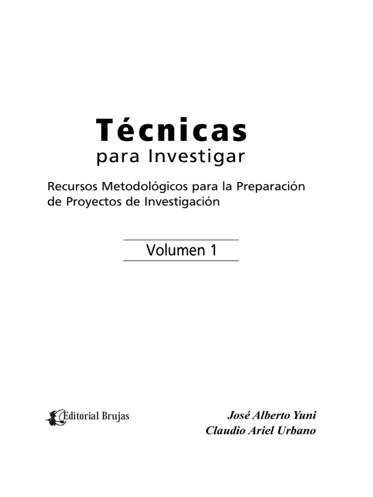 YUNI Y URBANO T cnicas Para Investigar Vol 1 PDF